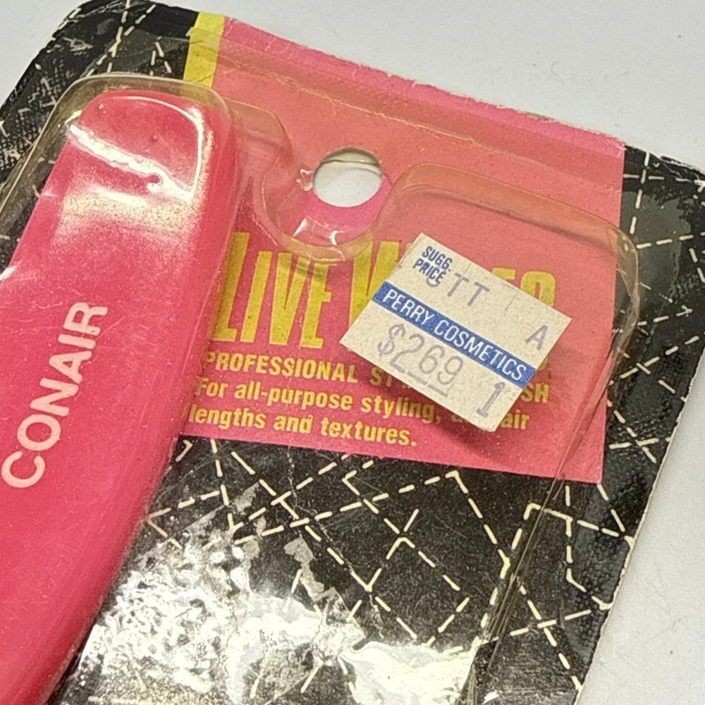 Vintage Conair Hair Brush Live Wires Professional Styling Pink Yellow 90s